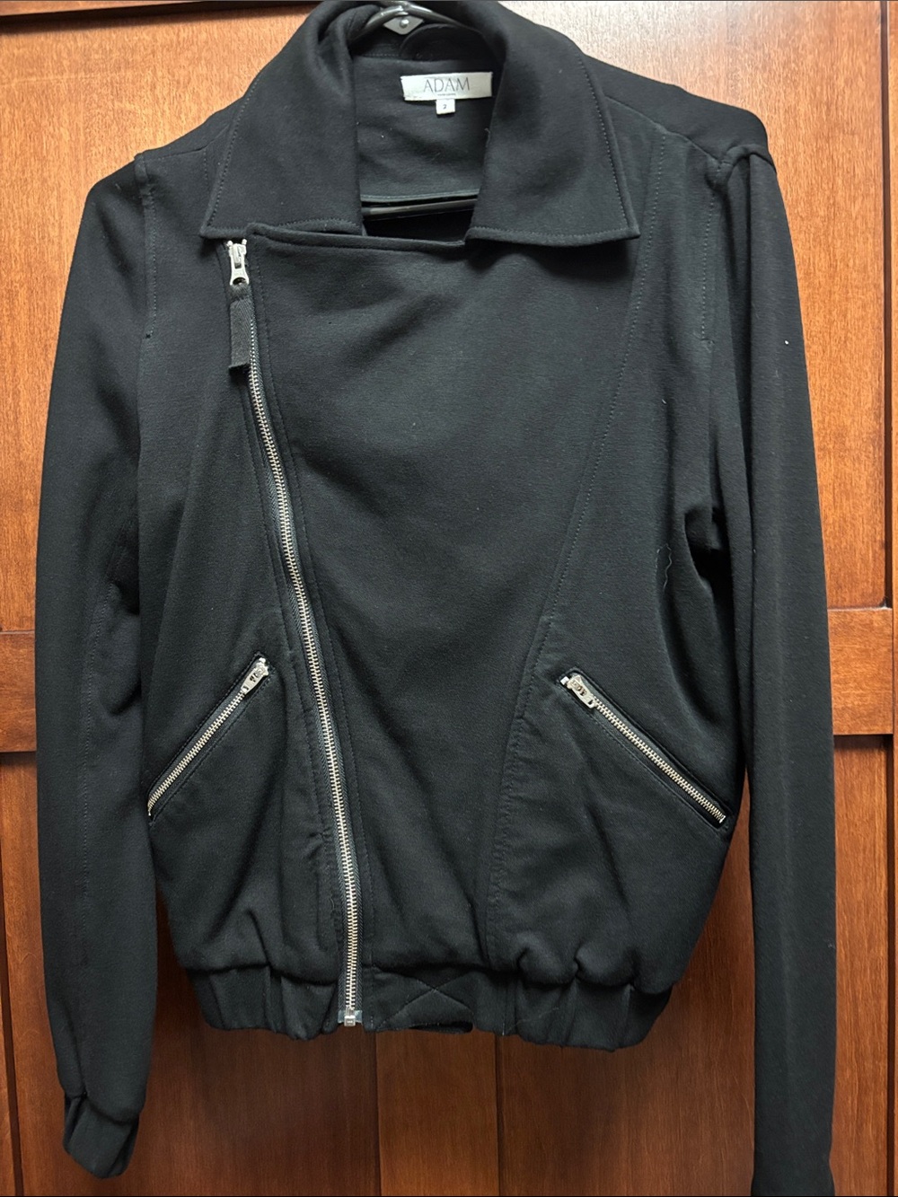 ADAM by Adam Lippes Black Asymmetrical Zip Bomber Jacket